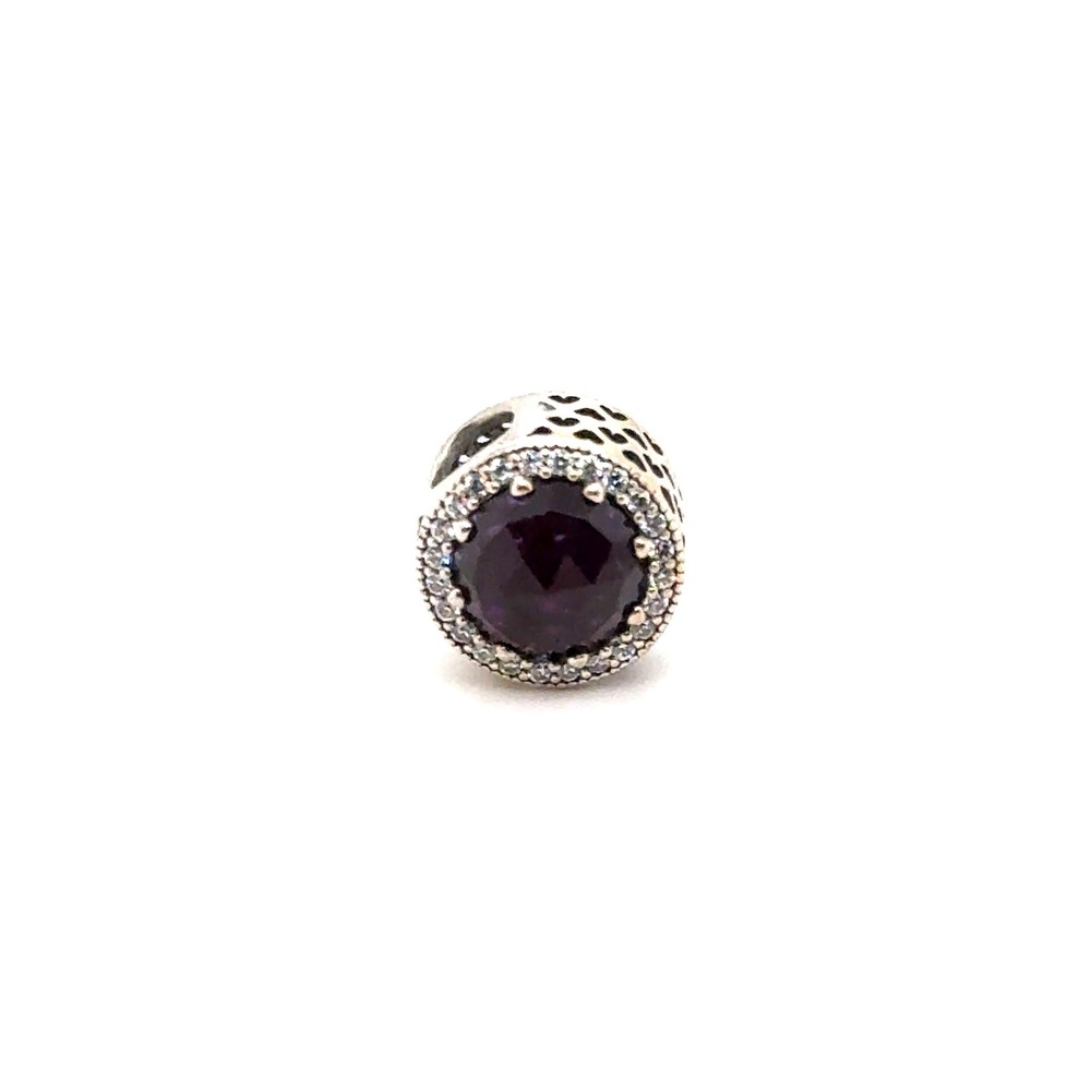 Pandora Radiant Hearts Charm Sterling Silver Deep Red Crystal 791725NLR